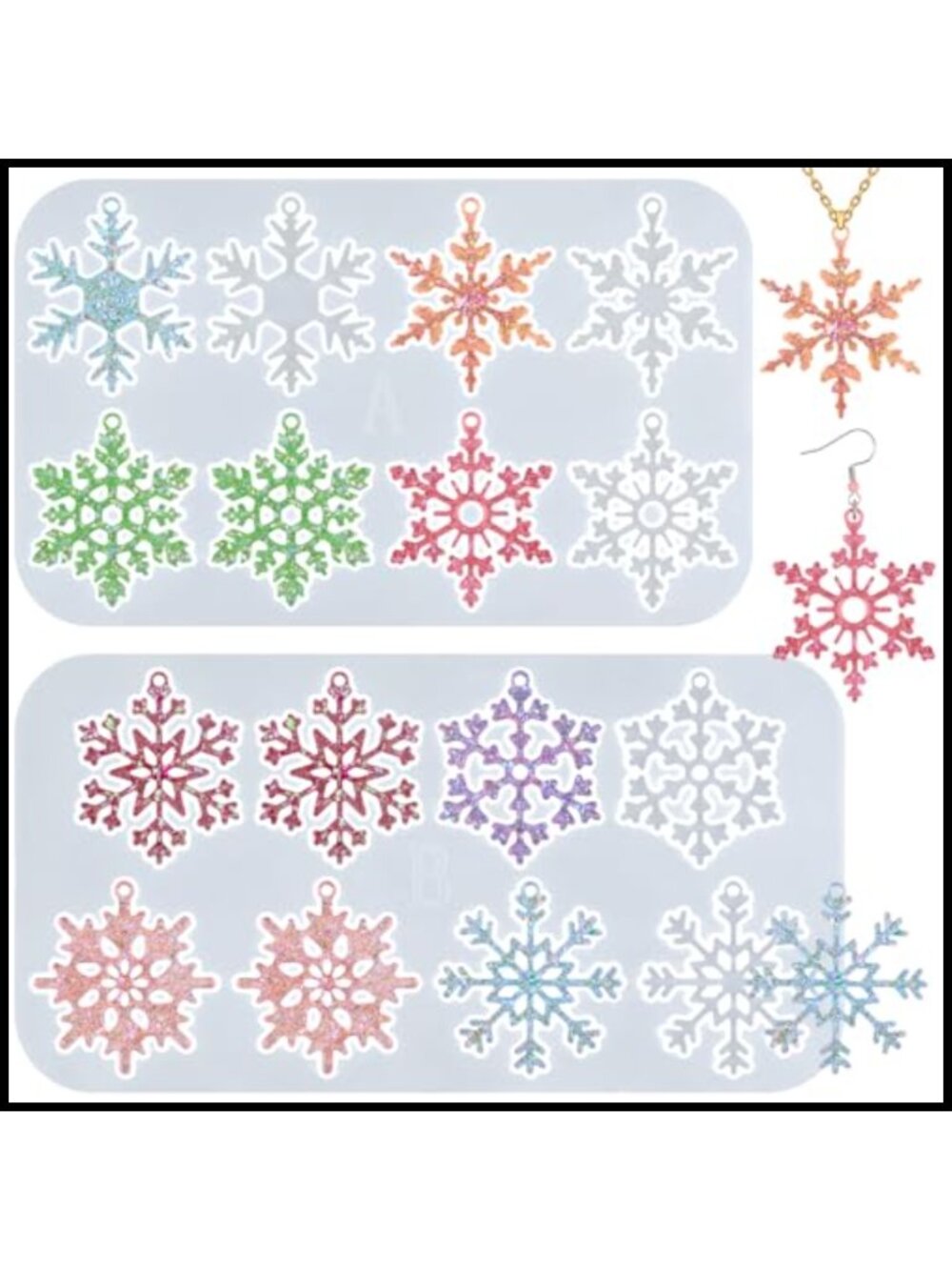 Snowflake Silicone Resin Molds Christmas Ornament DIY Jewelry Making